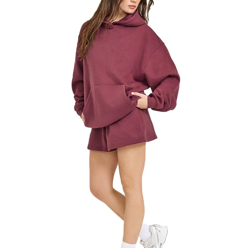 Heavyweight Women's Hoodie Short Sets, Women's Hoodie Short Sets manufacturer